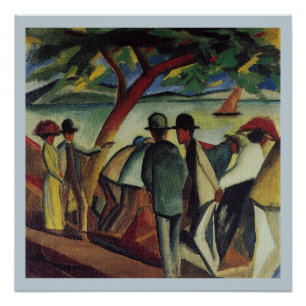 Póster Vintage August Macke Walkers No Lago