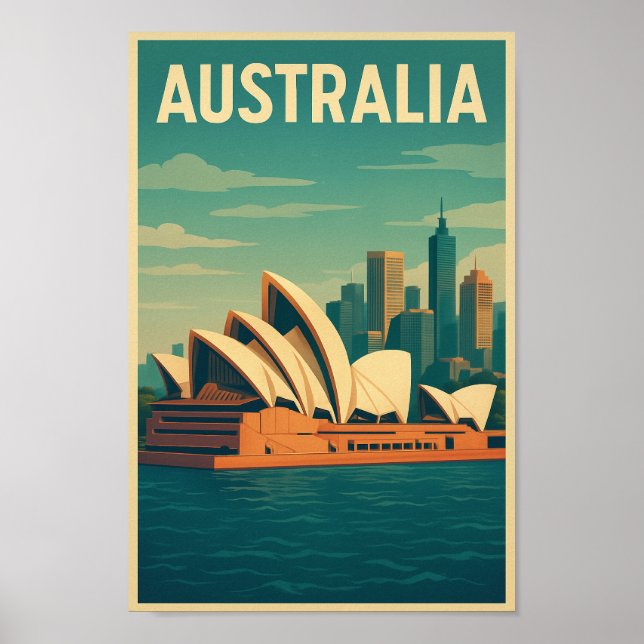 Poster Vintage Austrália Casa de Ópera de Sydney (Frente)