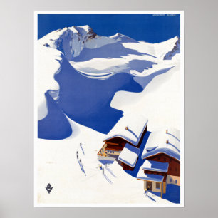Poster Vintage Austria Skiing Viagem