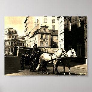 Poster Vintage Áustria Viena Dreimaderlhaus Fiaker