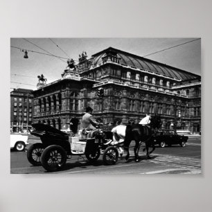 Poster Vintage Áustria Viena Fiaker Staatsoper