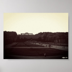 Poster Vintage Áustria Viena Jardins Schonbrunn 1970