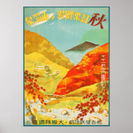 Póster Vintage Autumn em Yunoyama Onsen Japão Viagem
