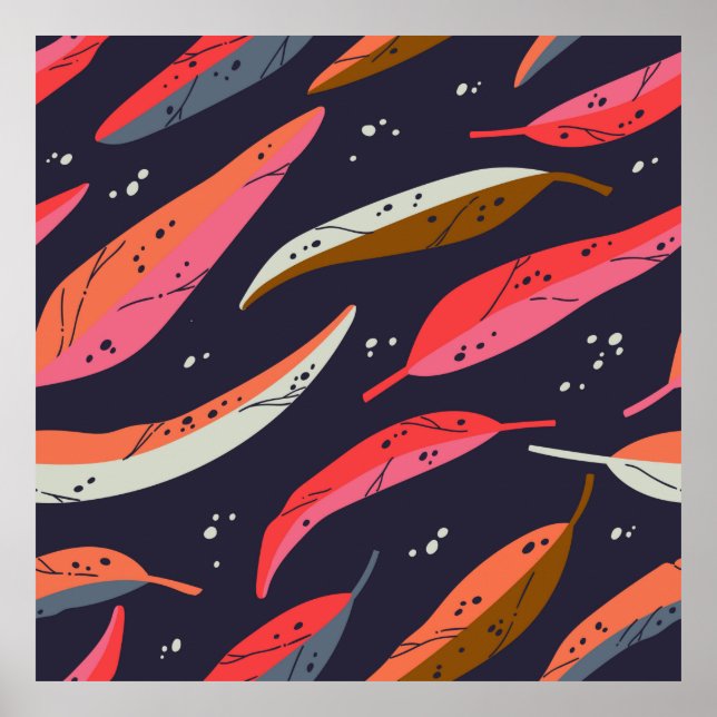 Poster Vintage autumn leaf seamless pattern background. C (Frente)