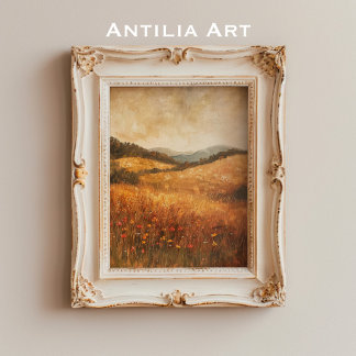 Poster Vintage Autumn Wildflower Country Landscape