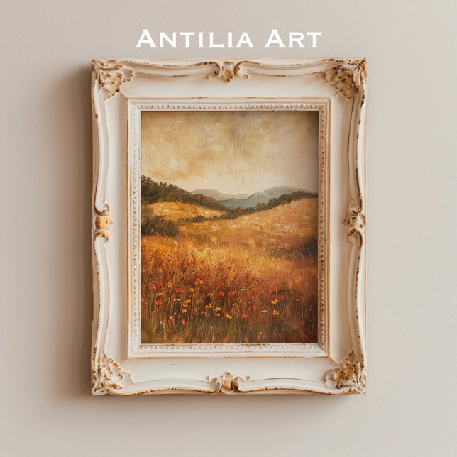 Poster Vintage Autumn Wildflower Country Landscape (Criador carregado)
