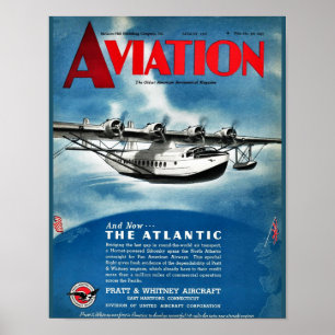 Póster Vintage Aviation Magazine Airplane Cobrir Art Impr