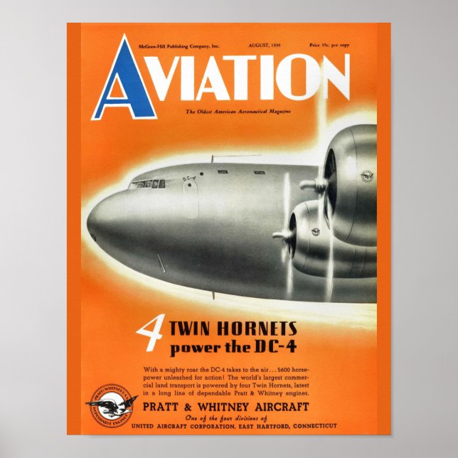 Póster Vintage Aviation Magazine Airplane Cobrir Art Impr (Frente)