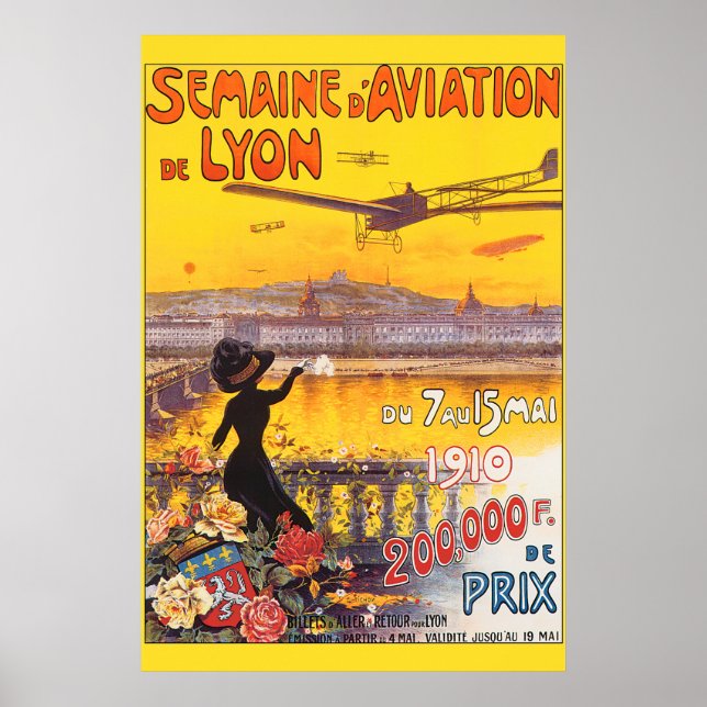 Póster Vintage Aviation Week, França (Frente)