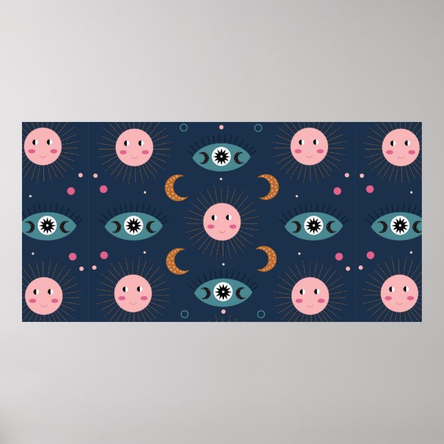 Poster vintage baby boho sem descontinuidades. Hippie chi (Frente)