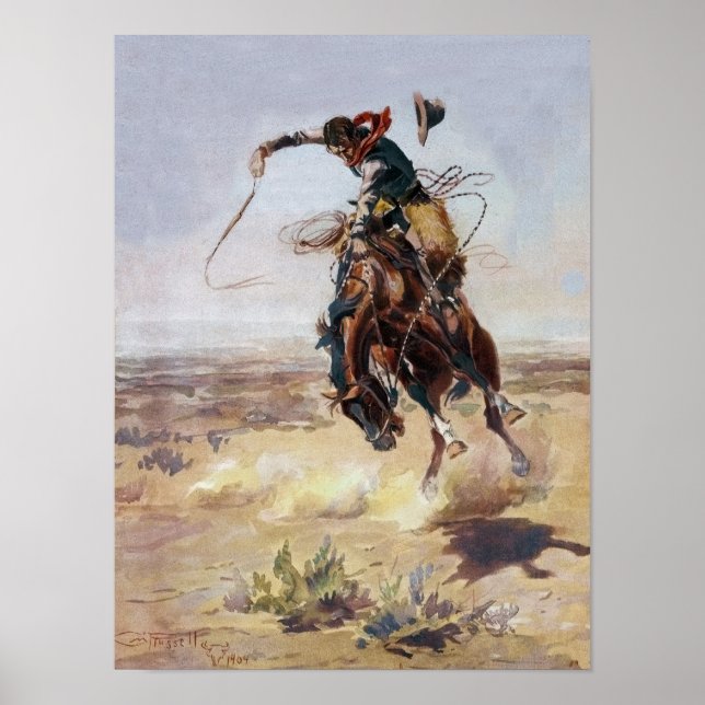 Póster Vintage Bad Hoss, Charles M. Russell (Frente)