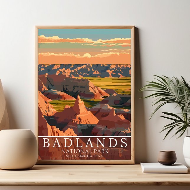 Poster Vintage Badlands National Park - Western Beauty (Criador carregado)