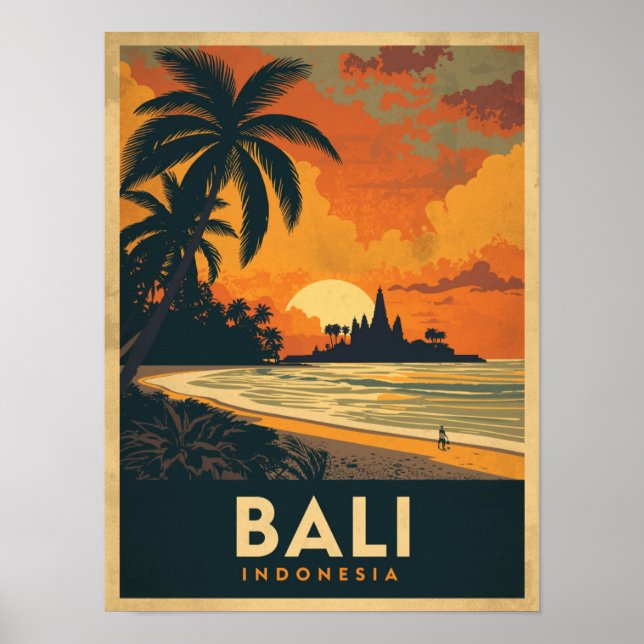 Poster Vintage Bali Viagem (Frente)