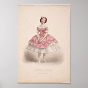 Póster Vintage Ballerina em rosa