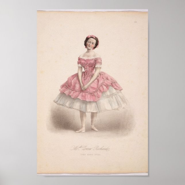 Póster Vintage Ballerina em rosa (Frente)