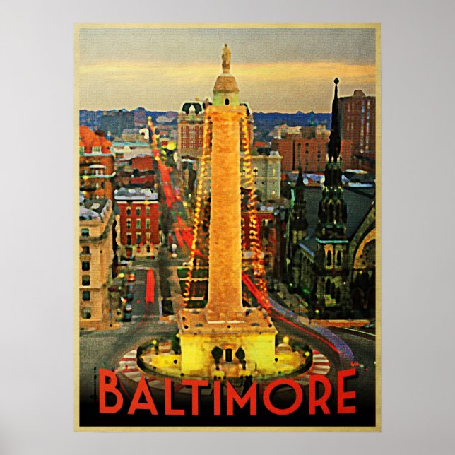 Póster Vintage Baltimore Em Dusk (Frente)