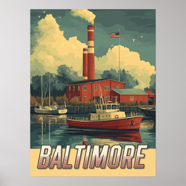 Poster Vintage Baltimore Maryland (Frente)