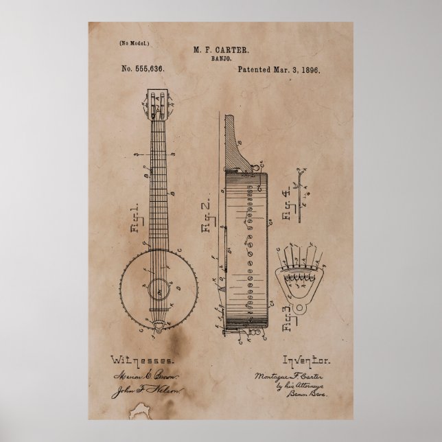 Poster Vintage Banjo Patent (Frente)