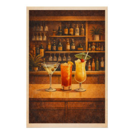 Póster Vintage Bar Cocktails Retro Lounge Poster Art