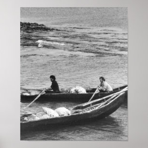 Poster Vintage barco de Currach de Ireland, ilha de Aran