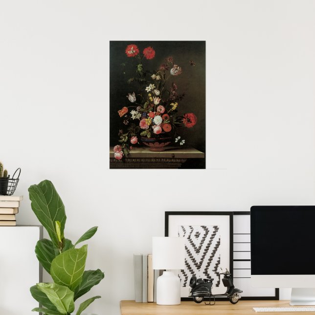 Poster Vintage Barroco Floral Tranquila Floral Flor Flore (Escritório em casa)