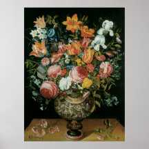 Vintage Barroco Flores de Vida Estática em Vaso