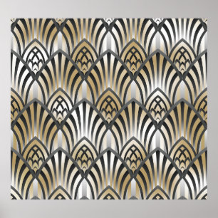 Poster Vintage Barroco: Padrão Ornamental Sem Costura