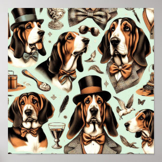 Poster Vintage Basset Hound Seimune