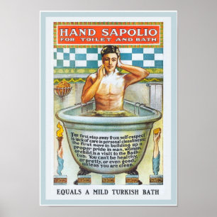 Póster Vintage Bath Tub Bathing Encorajando Sapolio Ad