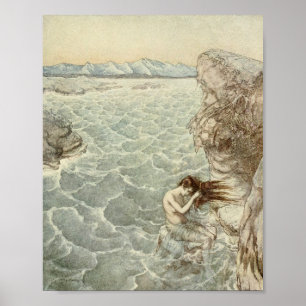 Póster Vintage - Bathing in a Sea Cove