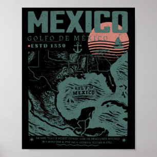 Poster Vintage Beach Mens Golfo De México Est.1550