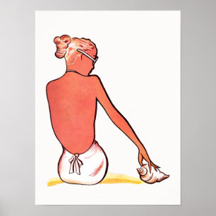 Poster Vintage Beach Seashell sunbanho retro