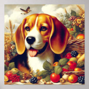 Poster Vintage Beagle Puppy Painting