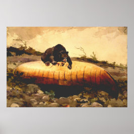 Poster Vintage Bear e Canoe Winslow Homer 1895
