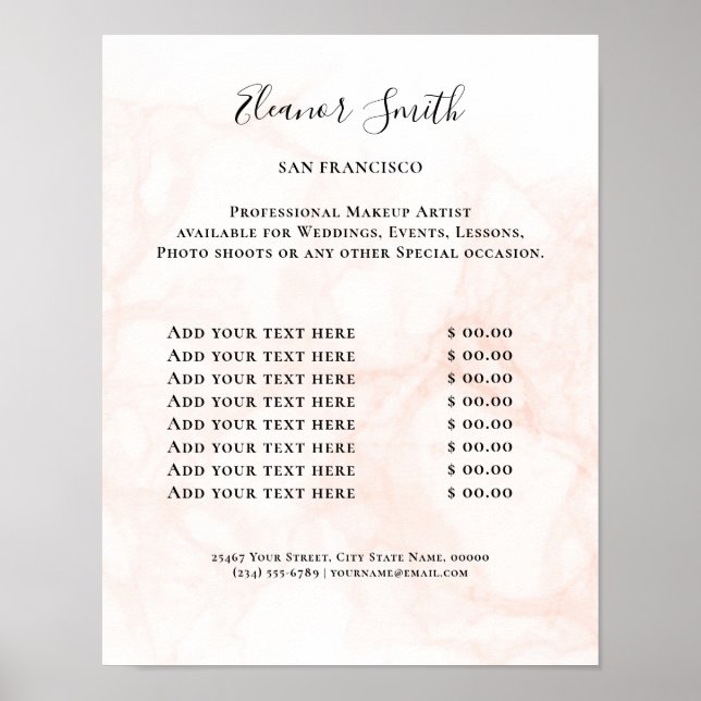Poster Vintage Beauty Salon Price List (Frente)