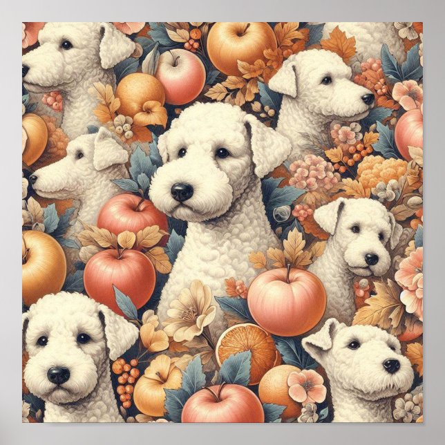 Poster Vintage Bedlington Terrier Seamless (Frente)