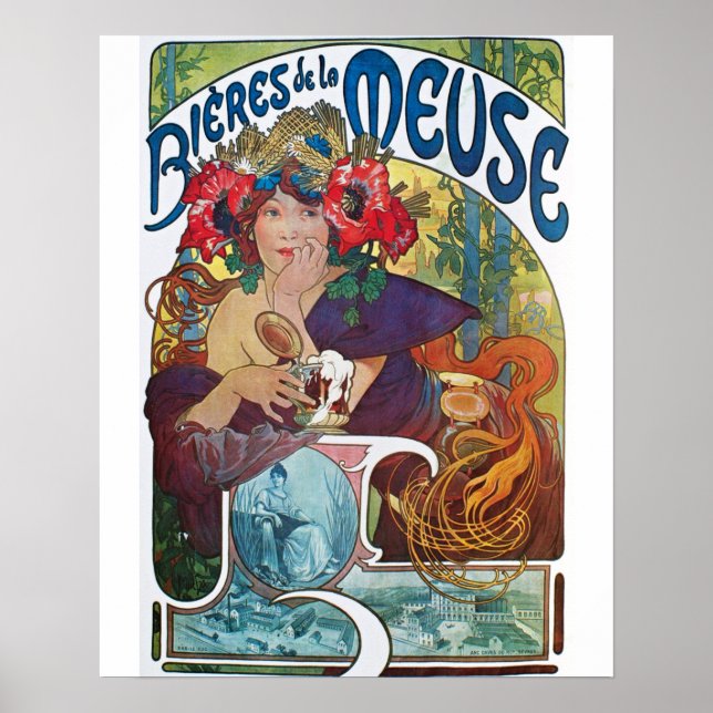Poster Vintage Beer Art Nouveau Alphonse Mucha (Frente)