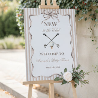 Poster Vintage Beige Bow Gender Neutral Golf Baby Shower