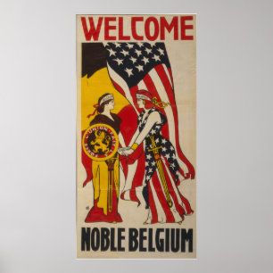 Póster Vintage Bélgica nobre bem-vinda