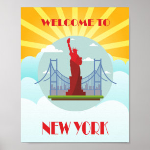 Poster Vintage Bem-vindo ao Viagem de Nova York