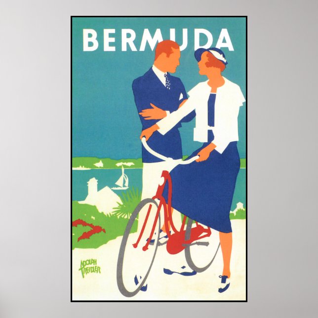 Poster Vintage Bermuda Viagem (Frente)