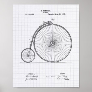 Póster Vintage Bicycle 1883 Patent Art - Lined Peper