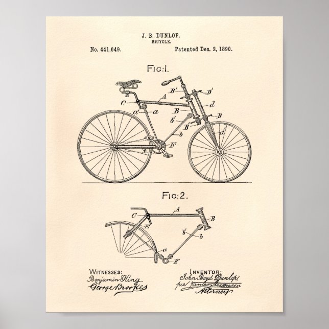 Poster Vintage Bicycle 1890 Patent Art - Old Peper (Frente)