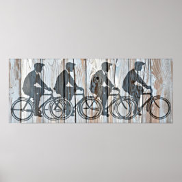 Póster Vintage Bicycle Men Rustic WoodConselho Wall Art