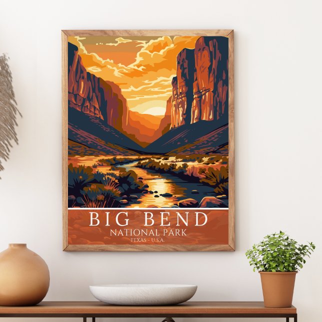 Poster  Vintage Big Bend National Park Sunset (Criador carregado)