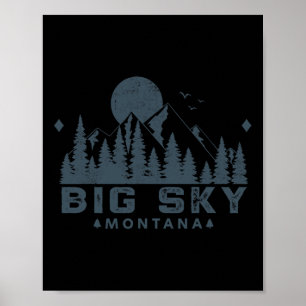 Poster Vintage Big Sky Montana Mt Esqui Montanha Férias a