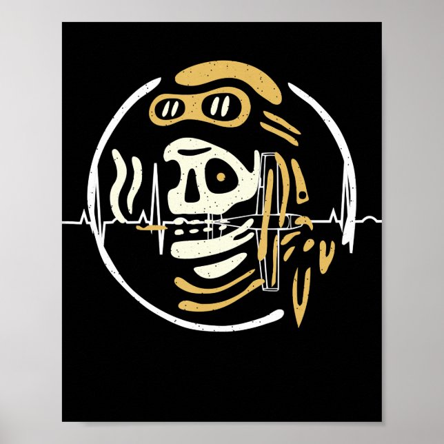Poster Vintage Biker Ghost Pilot Halloween Engraçado Gift (Frente)