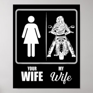 Poster Vintage Biker Wife Namorados - Uni Adultos, Preto,