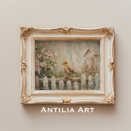 Poster Vintage Bird Springtime Painting Country Farmhouse