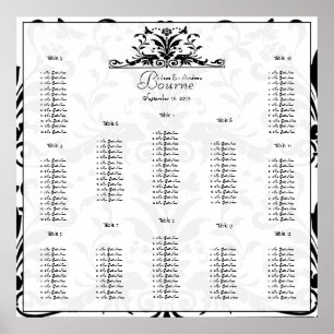 Póster Vintage Birds Plum Blooms Seating Chart 12 Mesas